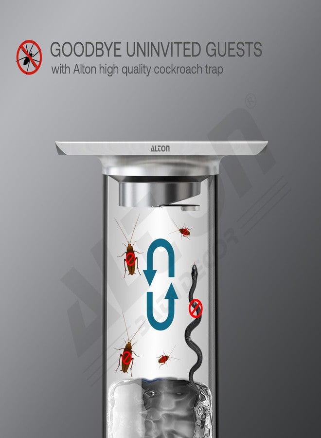 ALTON ALD1001, SS-304 Grade, 5x5 INCH Cut, Bathroom Grating Square Floor Drain Jali with ABS Cockroach Trap, Matte - Image 5